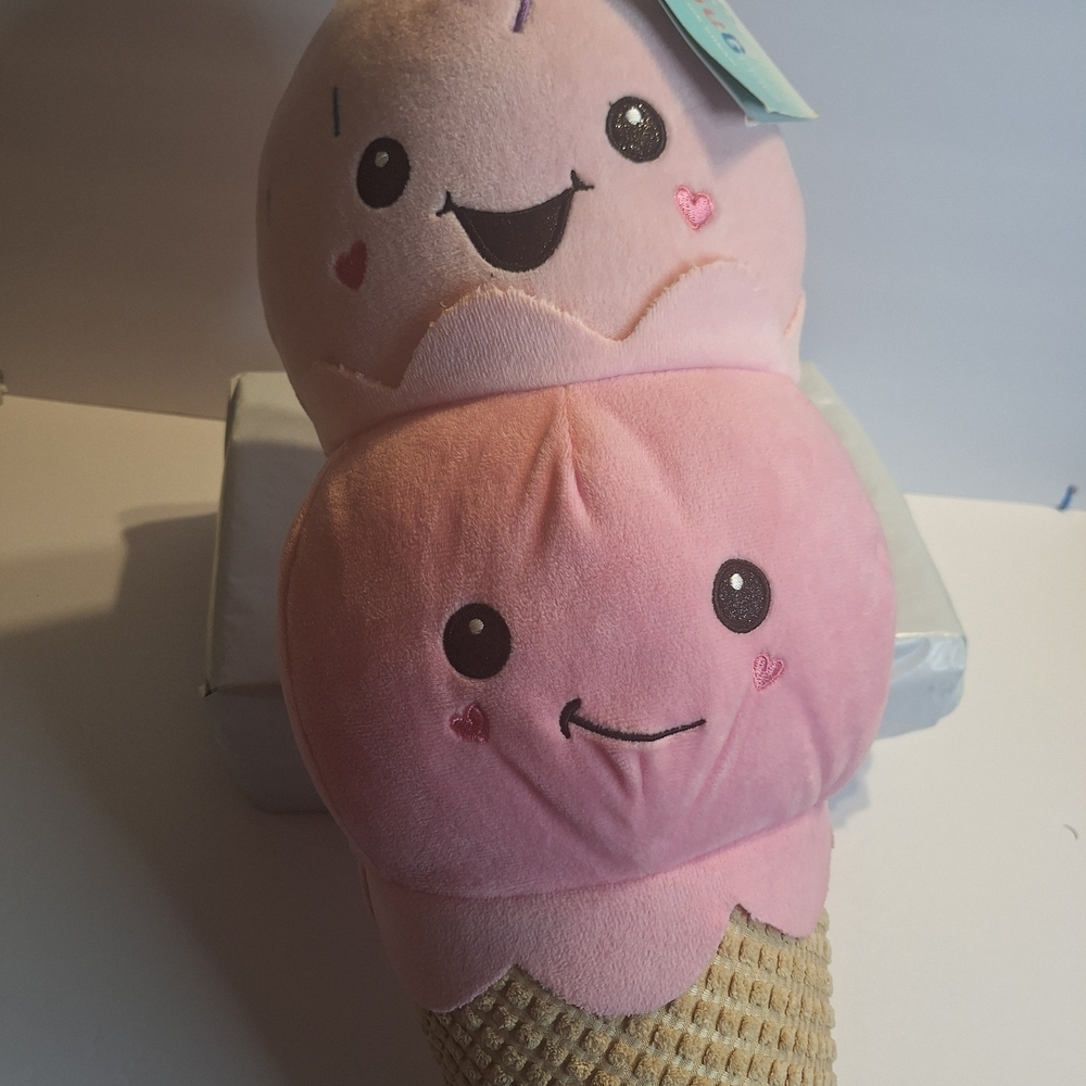 Ice Cream Cone Double Scoop Plush Toy. Large 20" - Picture 3 of 9